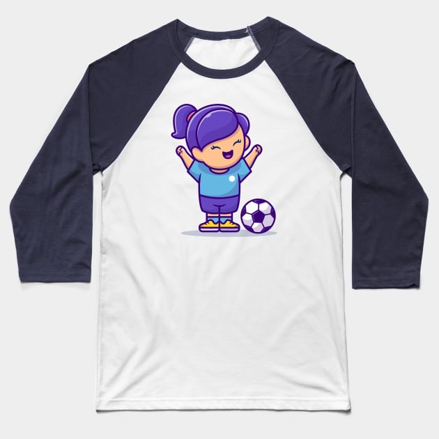 Soccer Girl Baseball T-Shirt by Catalyst Labs